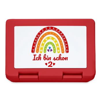 2. Geburtstag Mädchen Regenbogen Ich bin schon 2 - Brotdose - Rot - Vorne