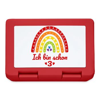 3. Geburtstag Mädchen Regenbogen Ich bin schon 3 - Brotdose - Rot - Vorne