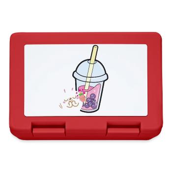 Kawaii Bubble Tea Bunny Hearts - Lunchbox - red - Front