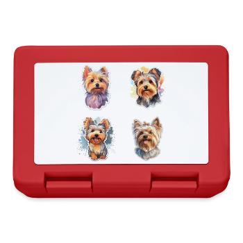 Yorkshire Terrier Dog Watercolor - Lunchbox - red - Front