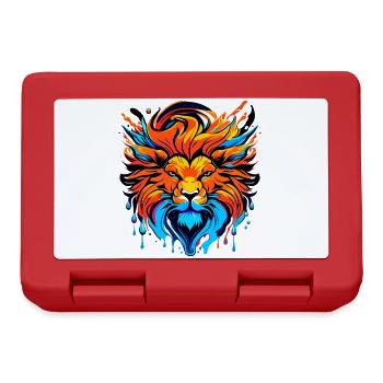 Tête de lion à crinière, colorée - Boîte à goûter - rouge - Devant