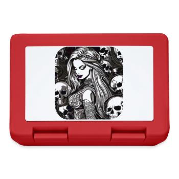 Cool Heavy Metal Woman avec Skulls Gothic - Boîte à goûter - rouge - Devant