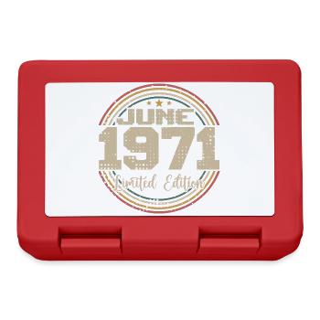 Né en June 1971 Anniversaire 11971 Juin 1971 Juin - Boîte à goûter - rouge - Devant