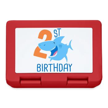 2e anniversaire garçon 2 ans requin - Boîte à goûter - rouge - Devant