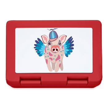 Pastel Winged Pig with Beanie - Lunchbox - red - Front