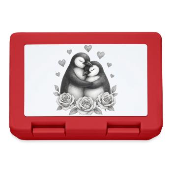 Liebesduo Pinguin Rosen - Brotdose - Rot - Vorne