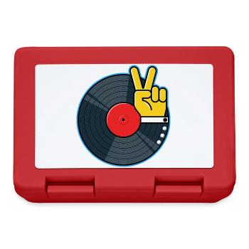 Vinyl Album with Hand Showing Peace Sign - Lunchbox - red - Front