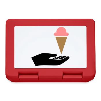 Hand reicht Eis - Brotdose - Rot - Vorne