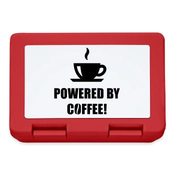 Powered By Coffee! (Kaffee Trinken, Kaffeetrinker) - Brotdose - Rot - Vorne