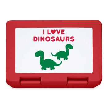 I love dinosaurs (two brontosaurs, heart) - Lunchbox - red - Front