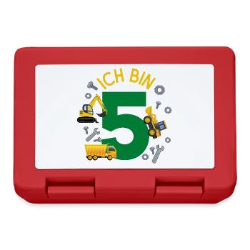 Ich bin 5 Jahre Geburtstag Mädchen Junge Baustelle - Brotdose - Rot - Vorne