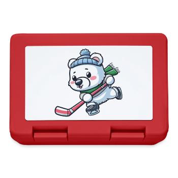 Eisbär im Eishockey - Cool und Sportlich - Brotdose - Rot - Vorne