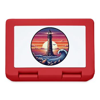 Lighthouse Sunset Ocean Sea Romance - Lunchbox - red - Front