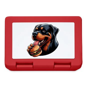 Funny dog Rottweiler loves hamburger - Lunchbox - red - Front