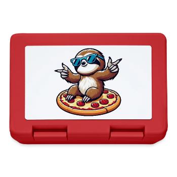 Cool sloth dancing with pizza for pizza lovers - Lunchbox - red - Front