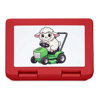Funny Sheep Lawn Mower Farmer Lamb Grass - Lunchbox - red - Front