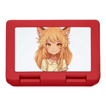 Kemonomimi Anime Manga Kawaii Chibi Girl Character - Lunchbox - red - Front