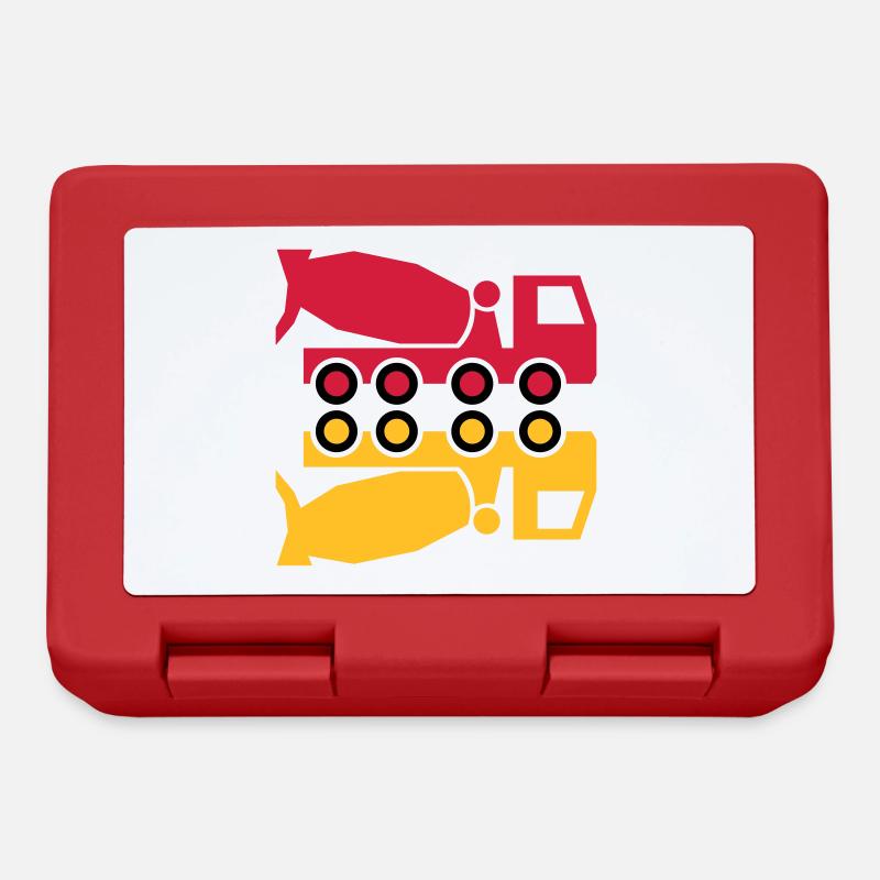 Concrete mixing vehicle and mirror image - Lunchbox - red