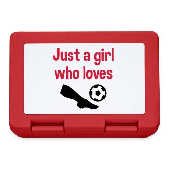 Just a girl who loves soccer (Bein, Fußball) - Brotdose - Rot - Vorne