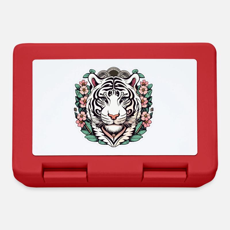 Tiger mit japanischen Kirschblüten Blüten Geschenk - Brotdose - Rot