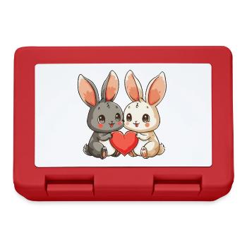 Couple de lapins Amour Pâques Saint-Valentin - Boîte à goûter - rouge - Devant