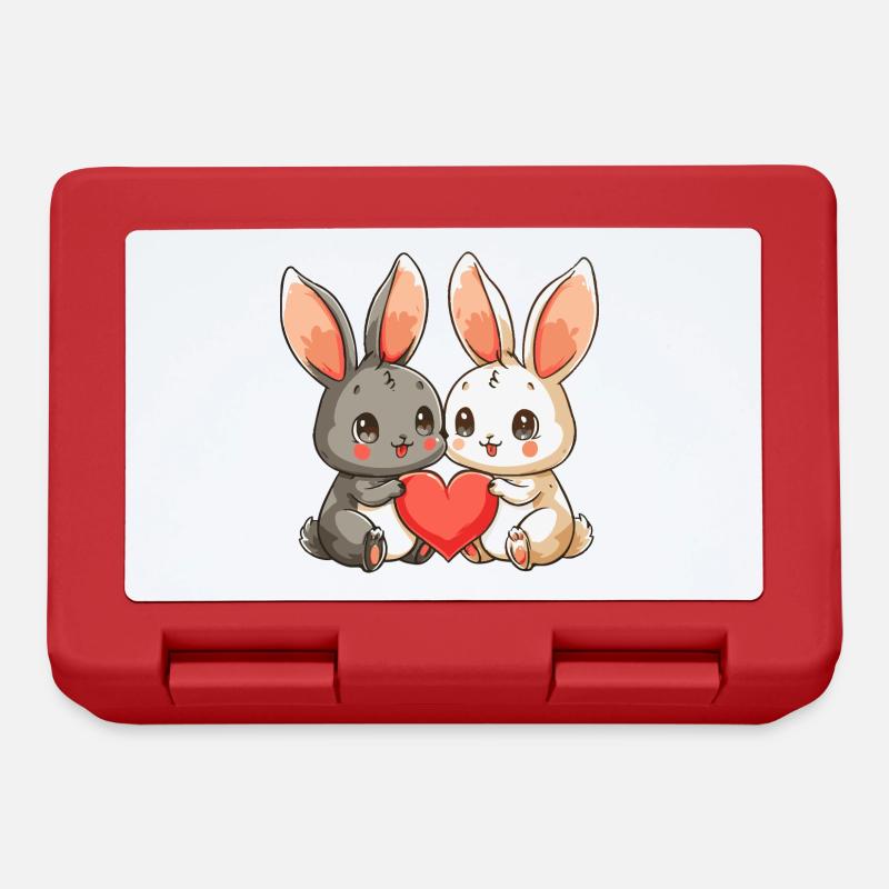 Couple de lapins Amour Pâques Saint-Valentin - Boîte à goûter - rouge