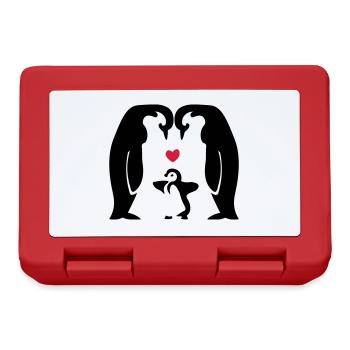 Geschenkidee Pinguinfamilie - Pinguine mit Baby - Brotdose - Rot - Vorne