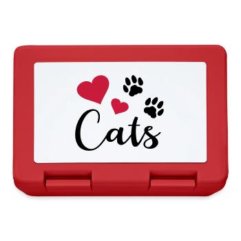 Chat amour patte coeur patte de chat amour félin - Boîte à goûter - rouge - Devant