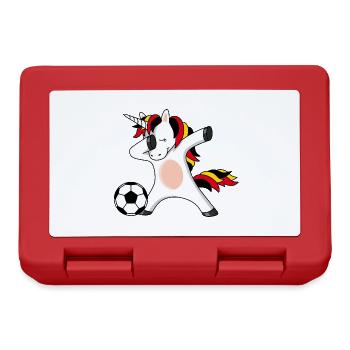 Fußball Einhorn Deutschland Belgien EM WM - Brotdose - Rot - Vorne