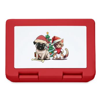 Animaux de compagnie Père Noël Père Noël Chien Chat - Boîte à goûter - rouge - Devant