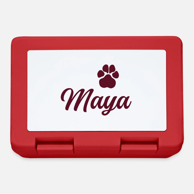 Hundename MAYA mit Pfote - Brotdose - Rot