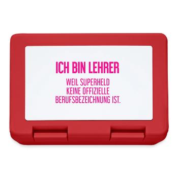 Lehrer - Mein offizieller Superhelden-Beruf! - Brotdose - Rot - Vorne