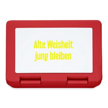 Alte Weisheit, jung bleiben – Lebensfroher Spruch - Brotdose - Rot - Vorne