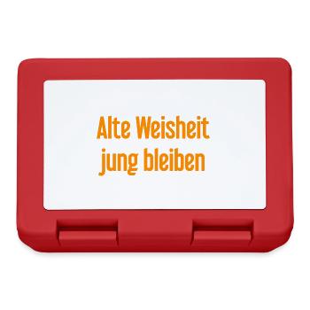 Alte Weisheit, jung bleiben – Lebensfroher Spruch - Brotdose - Rot - Vorne