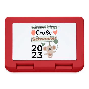 Einzelkind große Schwester 2023 Geschenk - Brotdose - Rot - Vorne