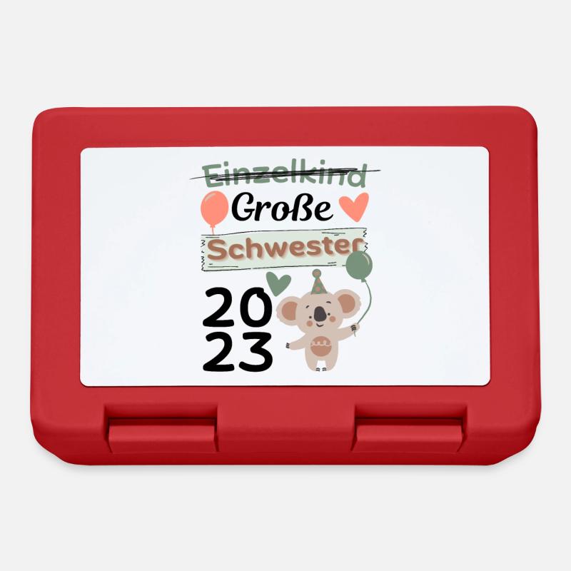Einzelkind große Schwester 2023 Geschenk - Brotdose - Rot
