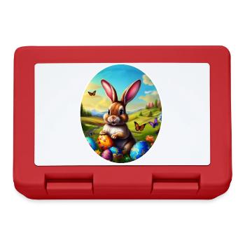Hübscher Osterhase in Landschaft - Brotdose - Rot - Vorne