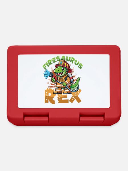 Firesaurus Rex Feuerwehr Dinosaurier Abenteuer - Brotdose - Rot