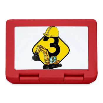 Excavator 3 year kids 3rd birthday gift idea - Lunchbox - red - Front