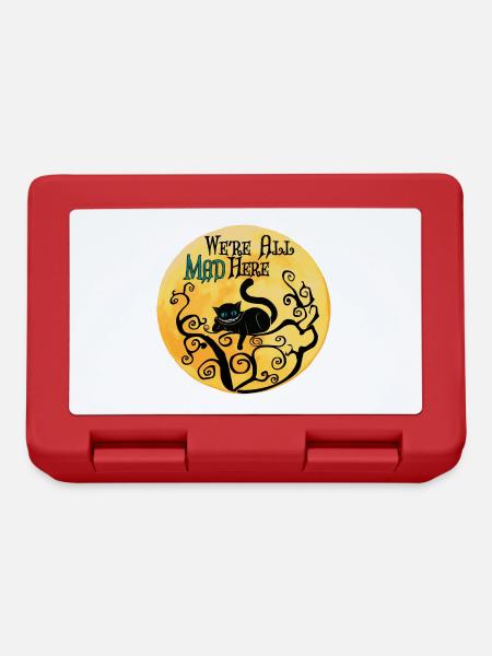 We're All Mad Here - Cheshire Cat - Lunchbox - red