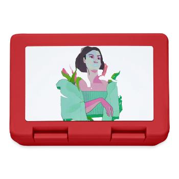woman, pop-art, abstract, plants,pink, green - Lunchbox - red - Front
