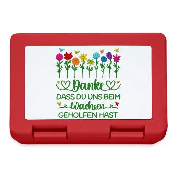 Kita Abschied Blumen Wachsen Kindergarten Danke - Brotdose - Rot - Vorne
