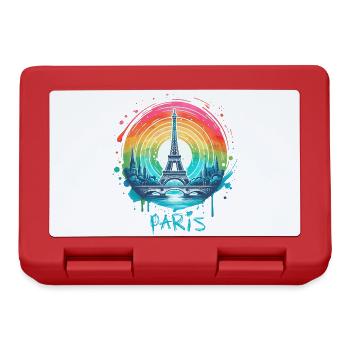 Pariser Eiffelturm mit Regenbogen-LGBT-Skyline - Brotdose - Rot - Vorne