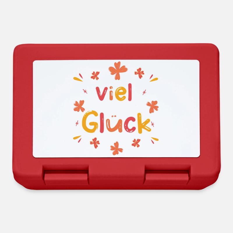 Viel Glück - Glücksbringer - Kleeblatt - Brotdose - Rot
