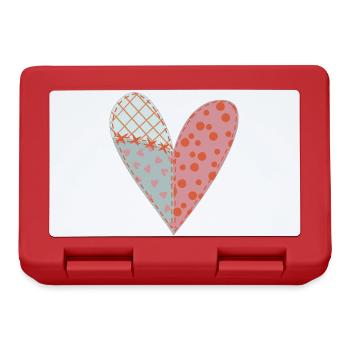 Patchwork Herz Nr. 11 - Brotdose - Rot - Vorne