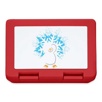 Penguin with Snowflake Cartoon - Lunchbox - red - Front