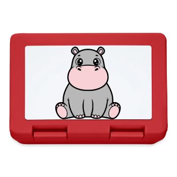 Süßes Baby Nilpferd Sitzend Kawaii - Brotdose - Rot - Vorne
