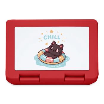 Schwarze Katze in Pastel-Boje CHILL - Brotdose - Rot - Vorne