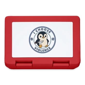 Lustig, ich wähle Gewalt, Pinguin mit Messer, Meme - Brotdose - Rot - Vorne