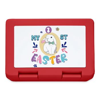 Mein erstes Ostern, süßer Hase mit Schleife - Brotdose - Rot - Vorne